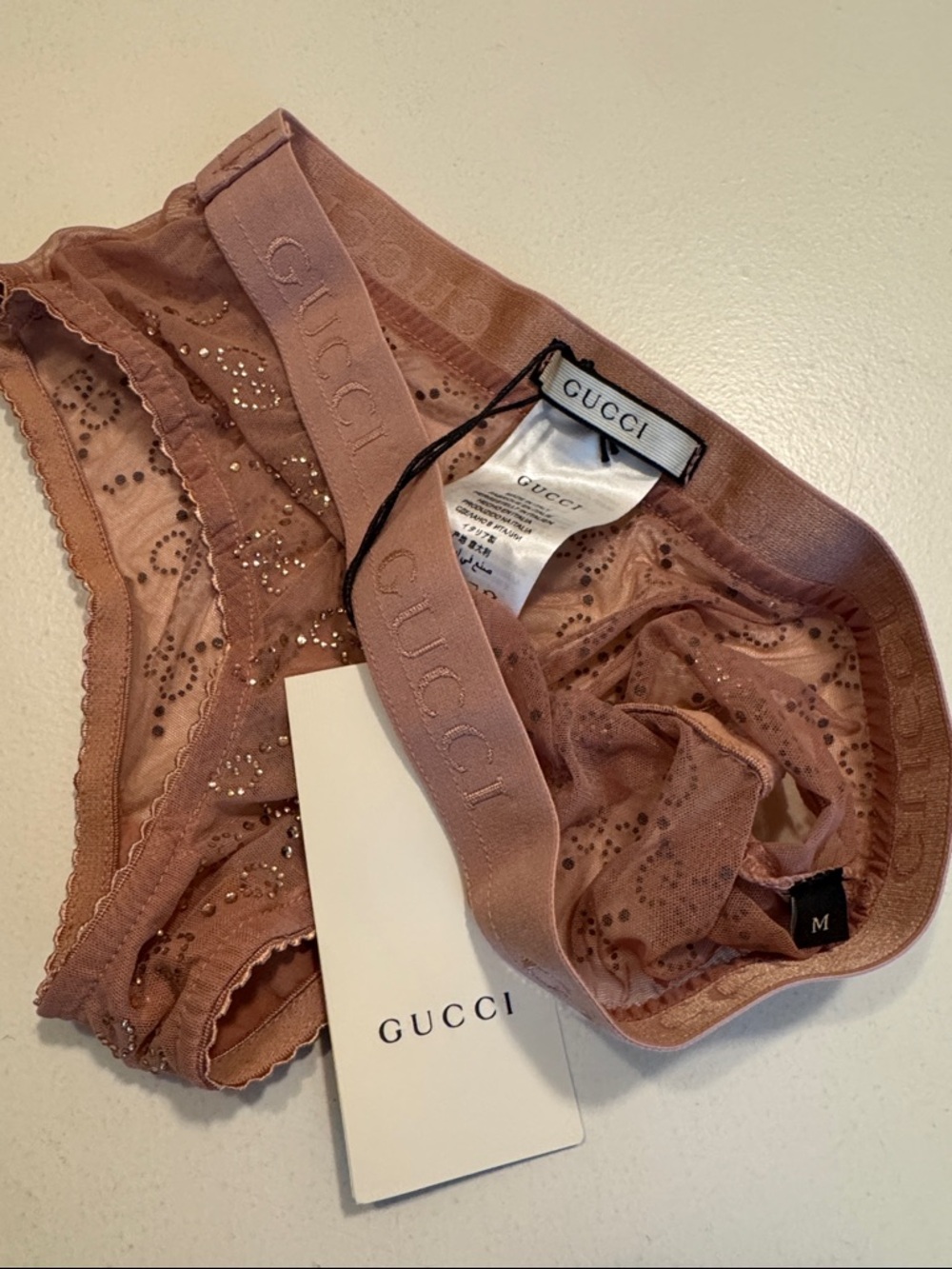 Gucci tulle Nude Blush Crystal panty Lingerie medium - Picture 5 of 5
